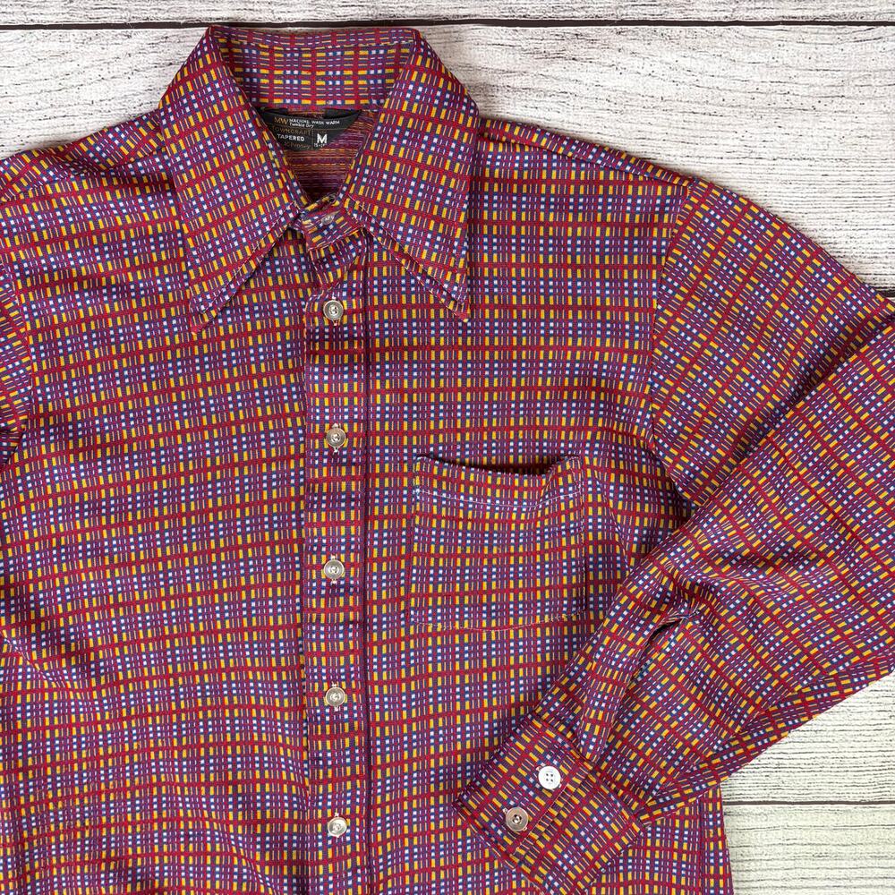 Vintage 1970s Montgomery Ward Multicolor Button Up Long Sleeve Shirt